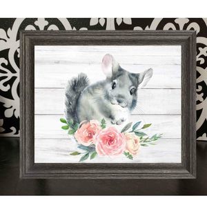 Framed Chinchilla Floral Rustic Decor Print
